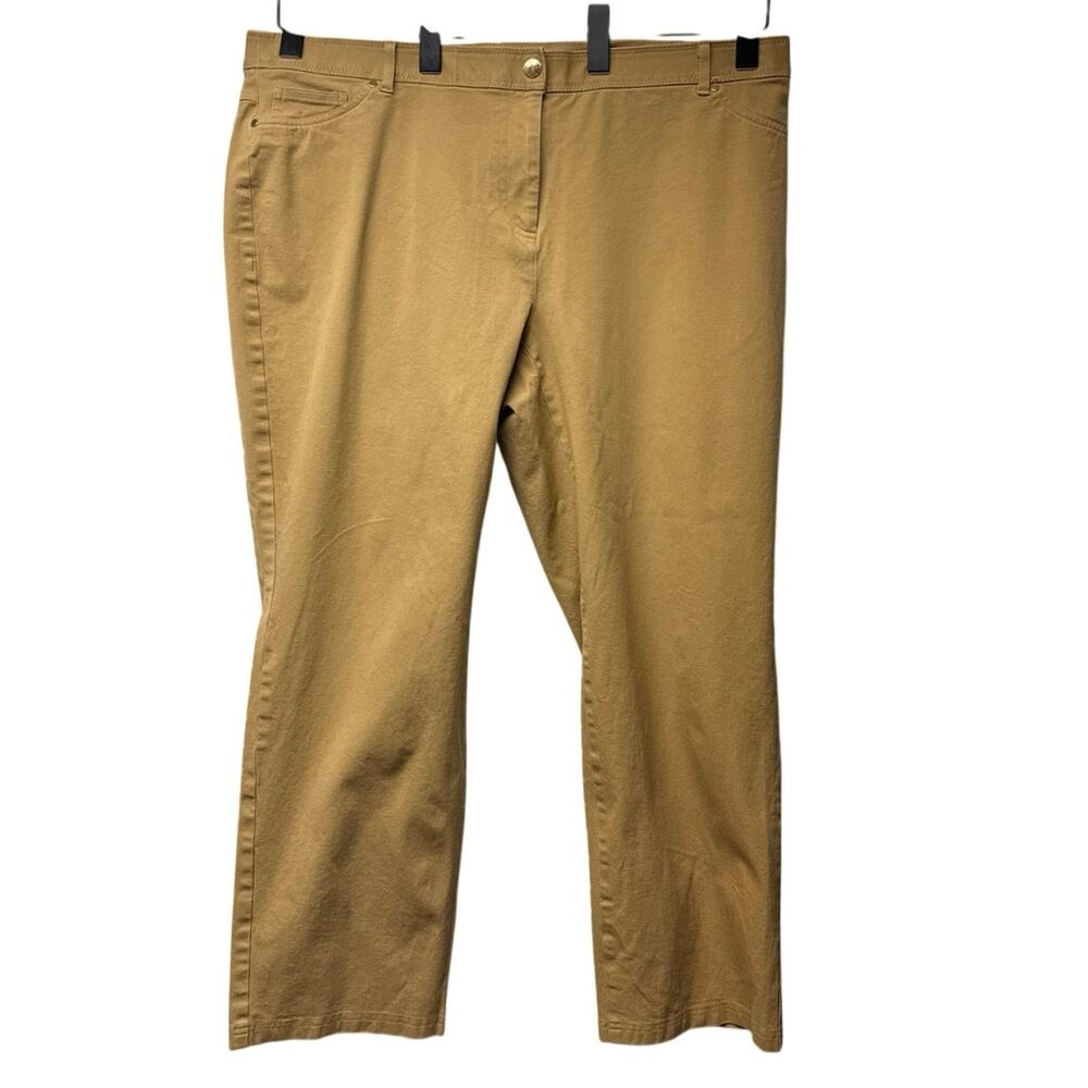 Charter Club Plus Size 18W Tan Khaki Stretch Ankle Pants Flat Front High Rise